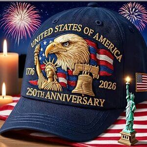 America 250th Anniversary Baseball Cap 1776–2026 USA Patriotic Hat Adjustable